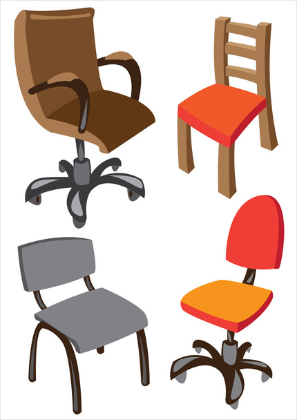 Набор из четырех векторных офисных стульев на белом фоне
 - Вектор,изображение
