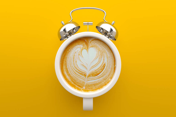 Koffie tijd concept, Latte art. 3D illustratie - Foto, afbeelding