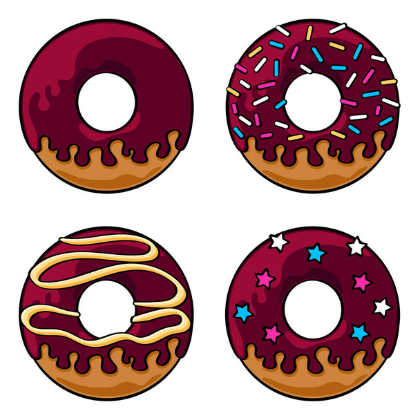 Geglazuurde donuts set - Vector, afbeelding