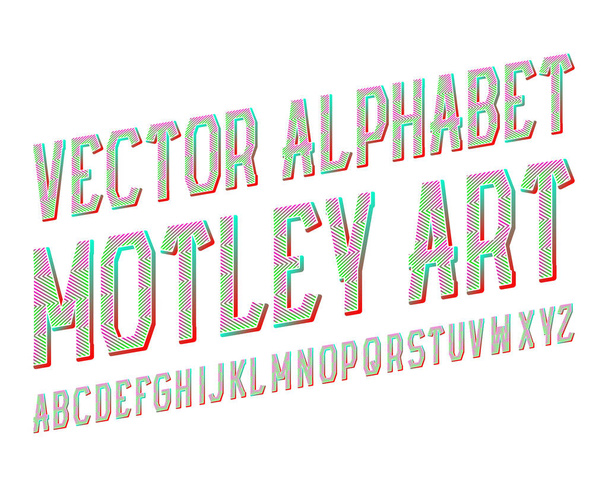 Motley Art vektorityyppi. Värillinen gradienttikirjasin. Eristetyt englanninkieliset aakkoset
. - Vektori, kuva