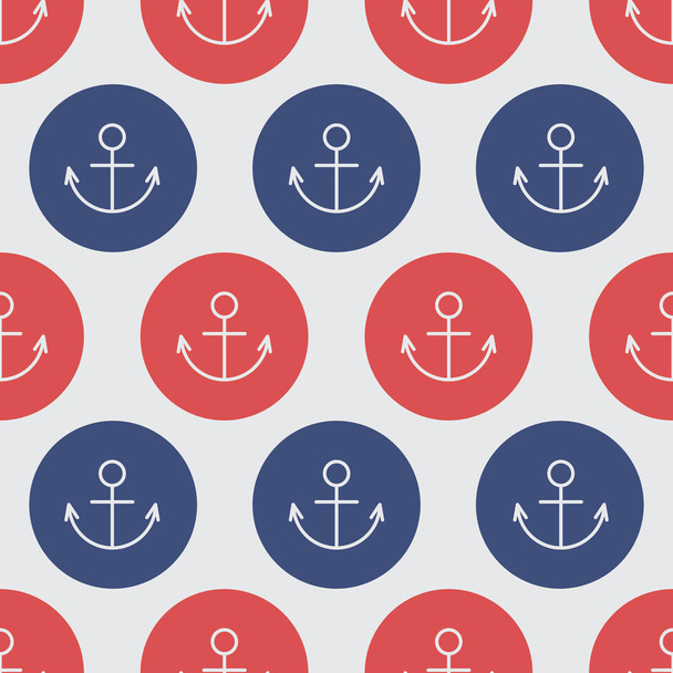 Anchor in sailor polka dots. A playful, modern, and flexible pattern for brand who has cute and fun style. Repeated pattern. Happy, bright, and nautical mood. - Vetor, Imagem