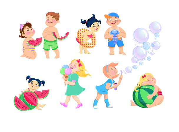 set of clip-art kids cartoon on a white background - Vector, Image