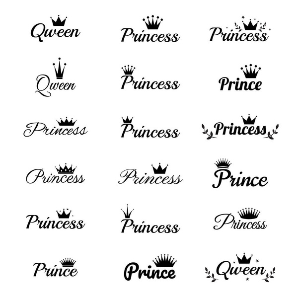 Taç kavramı Logo tasarım şablonu. Prenses tacı simgesi - Vektör, Görsel