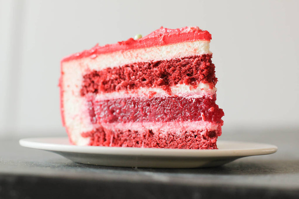 Red velvet. Tasty red homemade cake - Photo, Image