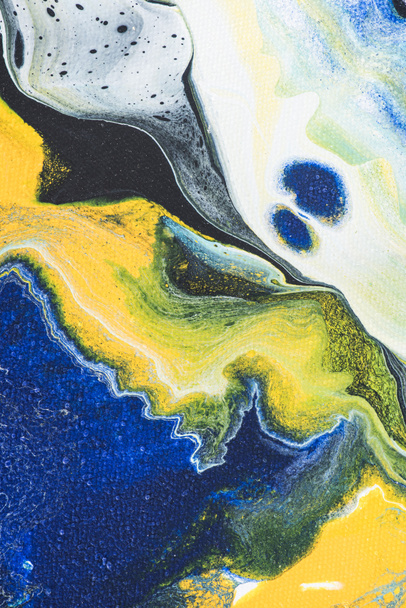 primer plano de textura abstracta con pintura al óleo amarillo y azul
 - Foto, Imagen