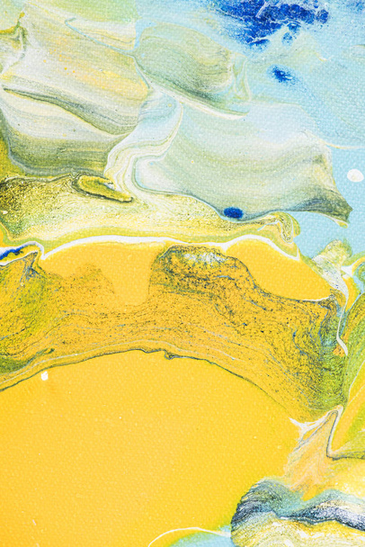Abstract texture with yellow and blue oil painting - Photo, Image
