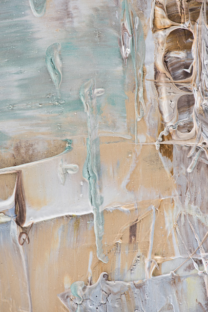 abstract background with beige and light blue brush strokes of oil paint - Fotografie, Obrázek