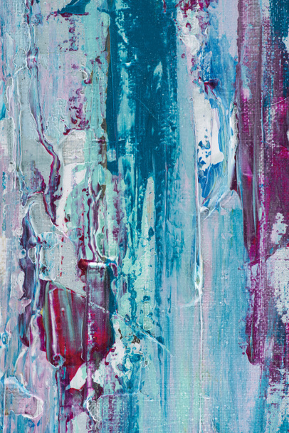 close up of blue and purple brush strokes of oil paint - Valokuva, kuva