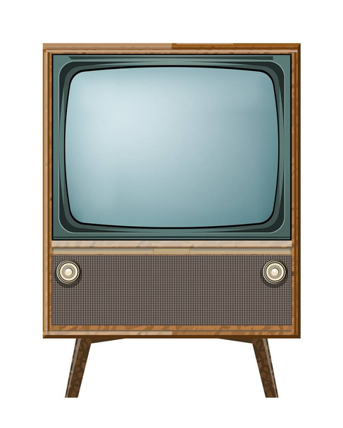 Ретро старый винтажный телевизор на белом фоне
 - Вектор,изображение
