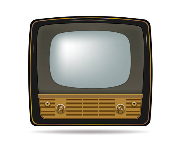 Régi retro vintage televízió, fehér háttér. - Vektor, kép