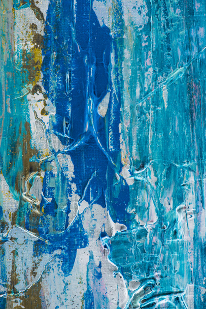 creative design texture with blue brush strokes of oil paint - Fotografie, Obrázek