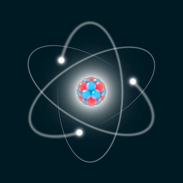Atom icon, 3D like abstract atom structure model - Vector, Image