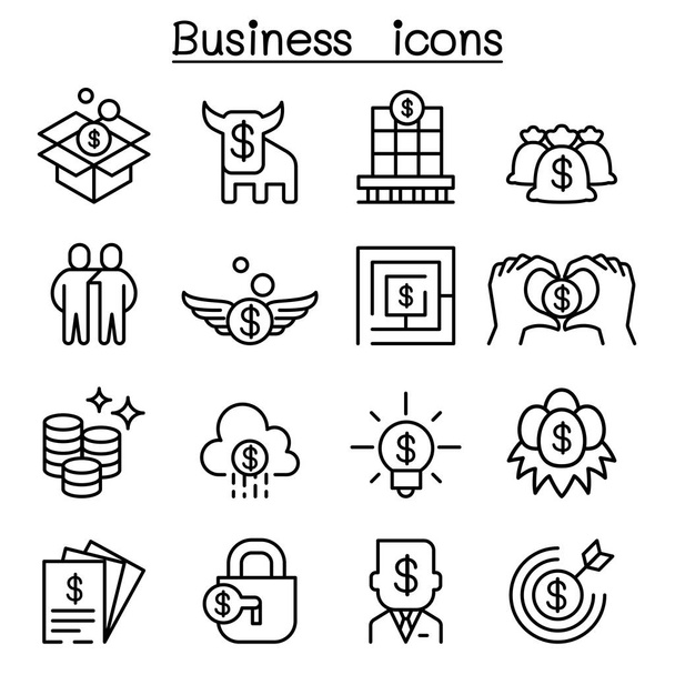 Business concept icon set in thin line style - Vector, Imagen