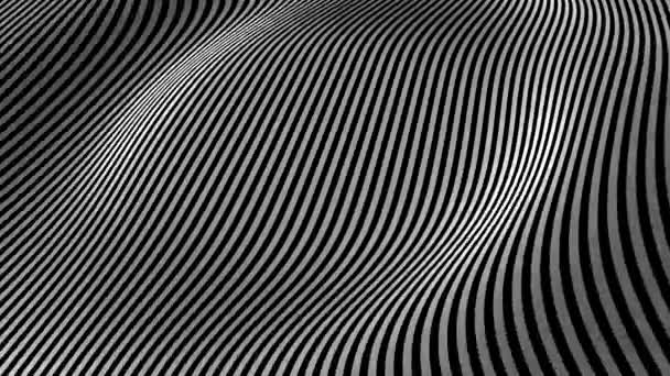 Ondas abstractas en blanco y negro sobre fondo blanco superficie hecha de líneas, movimiento horizontal lazo sin costuras. Líneas curvas de tejido. Líneas fondo abstracto - Metraje, vídeo