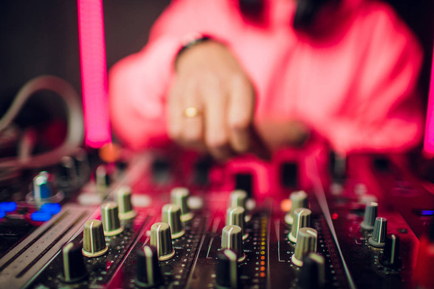 Dj mixing in nightclub at party. - Фото, изображение