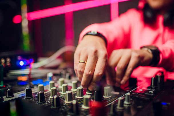 Dj mixing in nightclub at party. - Φωτογραφία, εικόνα