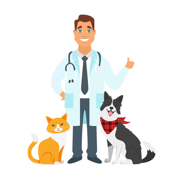állatorvos doktor, macska, kutya - Vektor, kép