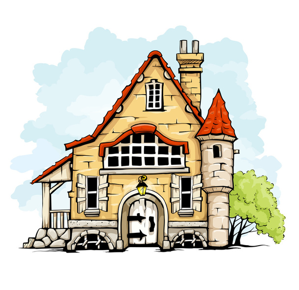 Старый сказочный дом в стиле ретро - Вектор,изображение