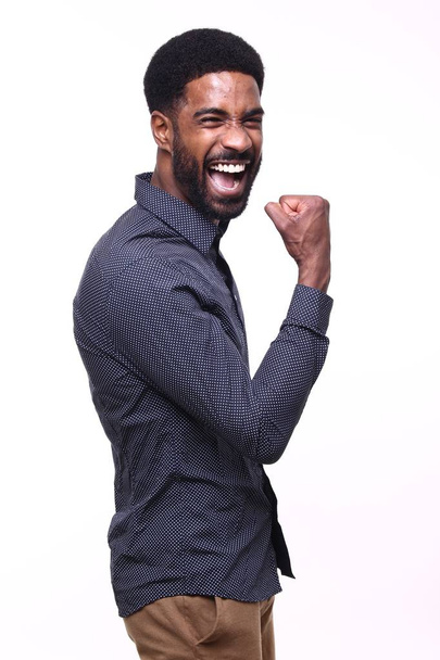 happy man in front of a white background - Photo, Image