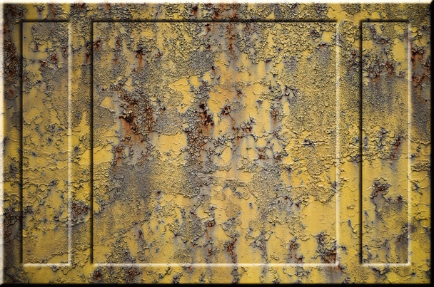 Texture jaune rugueuse surface métallique rouillée avec des portions en surbrillance gris encombrant qui peuvent être vus lors de l'exposition à la lumière. Préparation du traitement de fond des diapositives et des feuilles de calcul
 - Photo, image