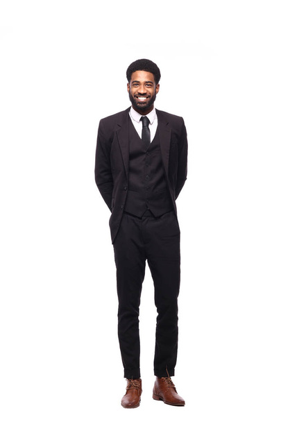 happy black man in front of a white background - Foto, Imagen