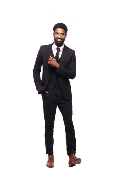 happy black man in front of a white background - Photo, image