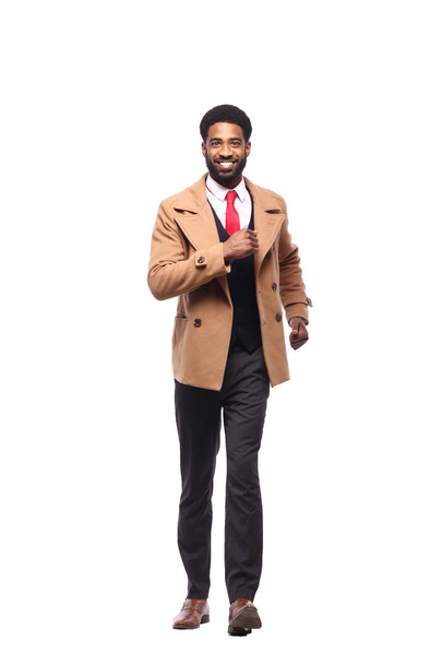 happy black man in front of a white background - Φωτογραφία, εικόνα