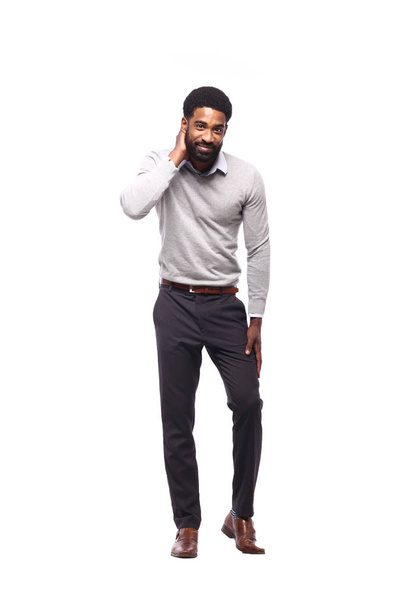 happy black man in front of a white background - Foto, immagini