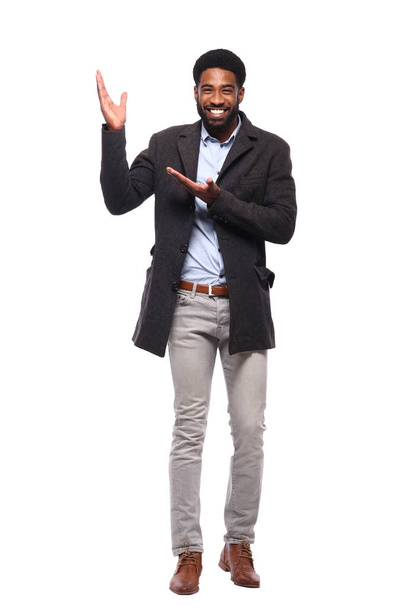 happy black man in front of a white background - Fotó, kép