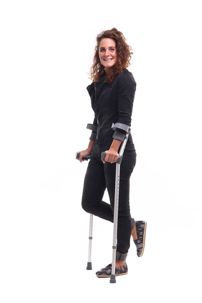Handicapp woman in front of white background - Foto, Bild