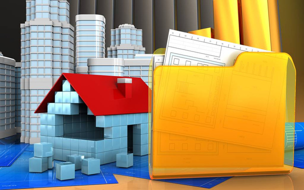  illustration of house blocks construction  - Foto, imagen