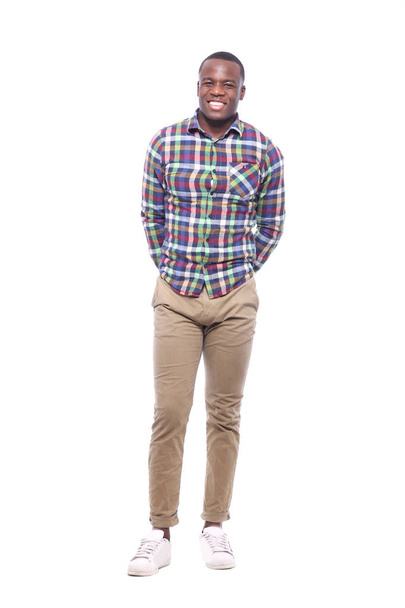 happy black man in front of a white background - Photo, Image