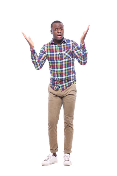 happy black man in front of a white background - Foto, Imagem