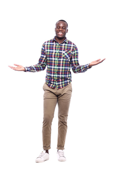happy black man in front of a white background - Foto, Imagen