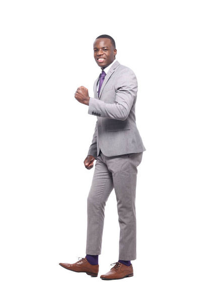 happy black man in front of a white background - Foto, Imagem