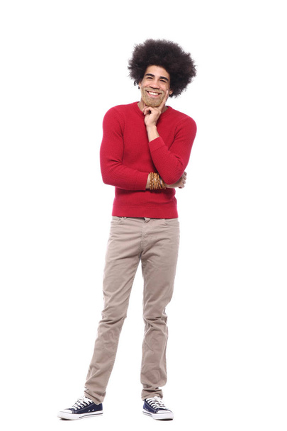 Happy afro man in front of a white background - Foto, immagini