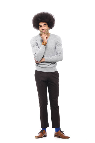 Happy afro man in front of a white background - Valokuva, kuva