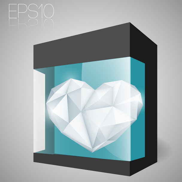 Jewelry heart in glass box. Vector illustration. - Vector, Image
