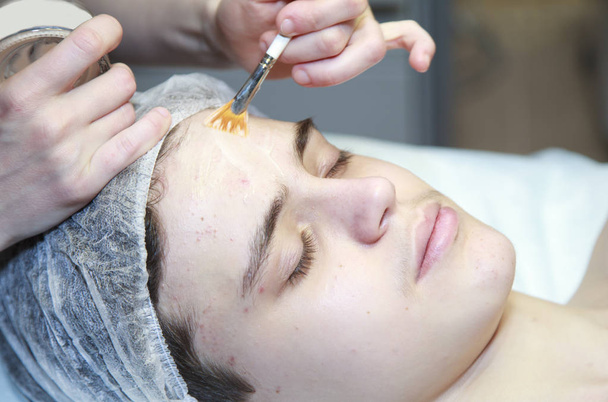 Face Care.  Smooth Skin. Cosmetology face care for a teenager  boy years old  - Photo, Image