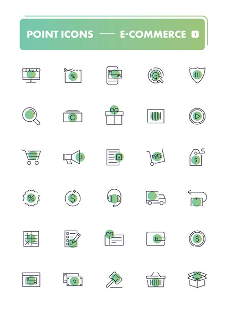 Set of 30 line icons. E-commerce  - Вектор,изображение