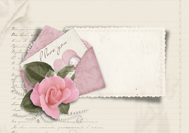Beautiful love card. Retro postcard for Valentine - Zdjęcie, obraz