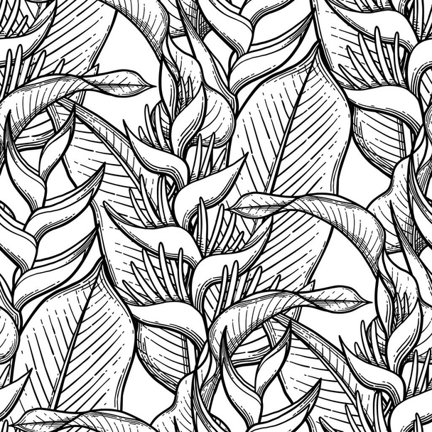 Graphic heliconia pattern - Vecteur, image