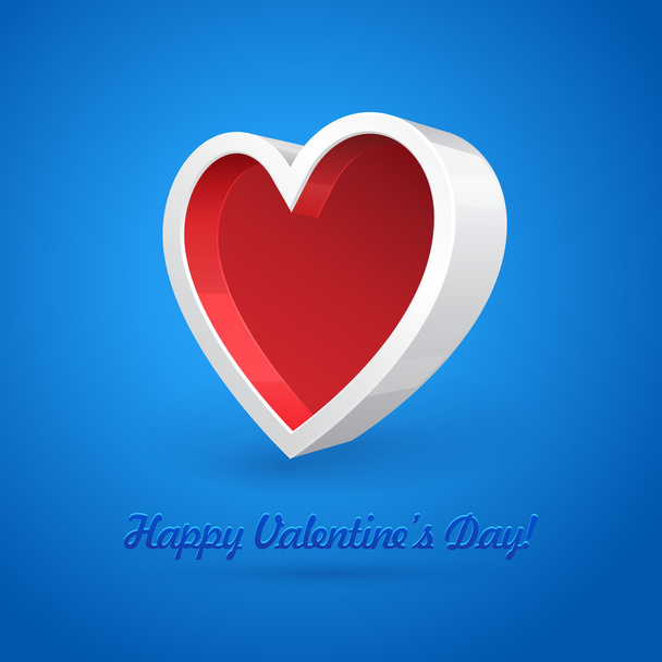 White 3D Plastic Heart Abstract Banner Box On Blue Background. Valentine's Day Illustration Postcard. Vector EPS10 - Вектор, зображення