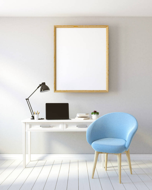 White wall home office, poster - Foto, Imagem