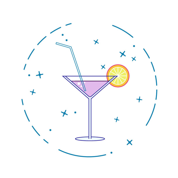 Image of a cocktail on a white background in a flat style. - ベクター画像