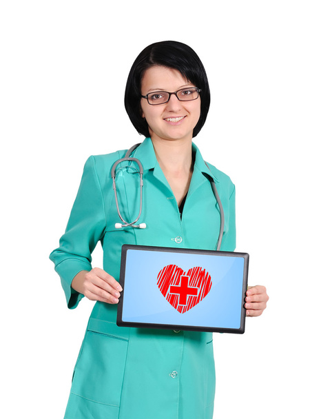 heart symbol on tablet - Фото, изображение