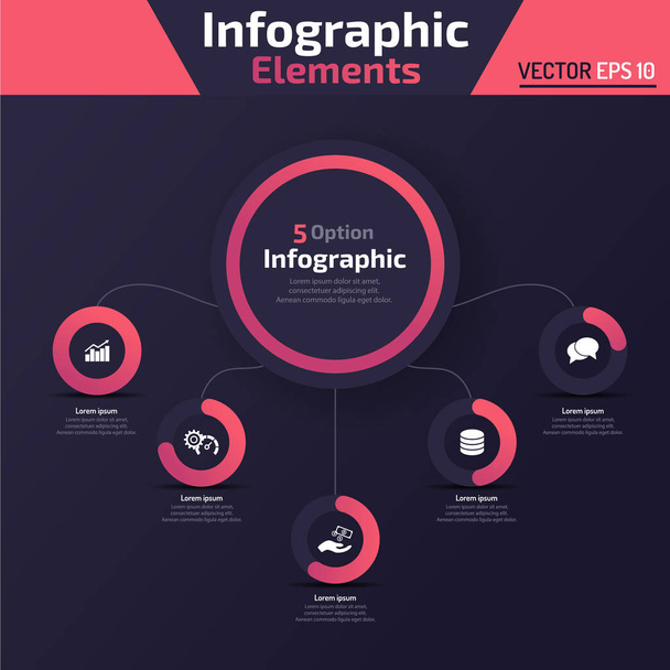 5 option infographic element Concept Template - Vetor, Imagem