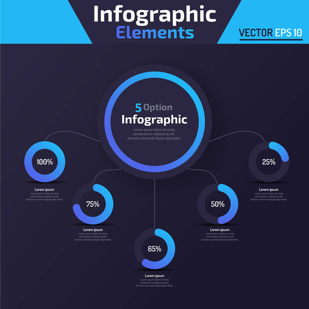 5 option infographic element Concept Template - Vecteur, image