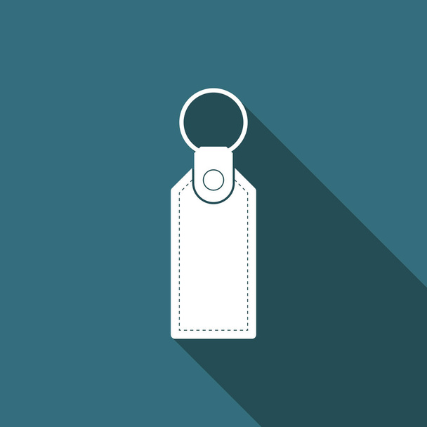 Rectangular key chain with ring for key icon isolated with long shadow. Flat design. Vector Illustration - Vector, Image