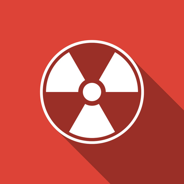 Radioactieve pictogram geïsoleerd met lange schaduw. Radioactief giftig symbool. Straling gevaar teken. Platte ontwerp. Vectorillustratie - Vector, afbeelding